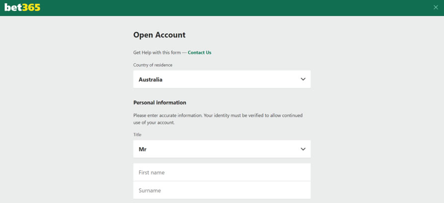 Instruction on How to Register at Bet365 Casino